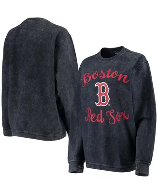 Women's Navy Boston Red Sox Script Comfy Cord Pullover Sweatshirt