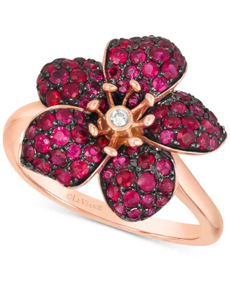 Le Vian Passion Ruby (1-1/4 ct. t.w.) & Nude Diamond Accent Flower Ring 14k Rose Gold