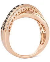 Le Vian Nude Diamond(1/2 ct. t.w.) & Chocolate Diamond(3/4 ct. t.w.) Crossover Statement Ring in 14k Rose Gold