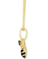 Le Vian Diamond (1/8 ct. t.w.) & Black Enamel Bee 18" Pendant Necklace in 14k Gold