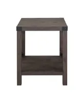 Farmhouse Metal-x Accent Table with Lower Shelf