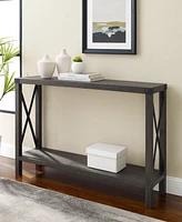 Farmhouse Metal-x Entry Table with Lower Shelf