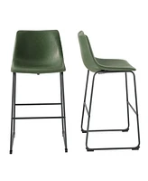 30" Contemporary Metal-Leg Faux Leather Barstool, Set of 2