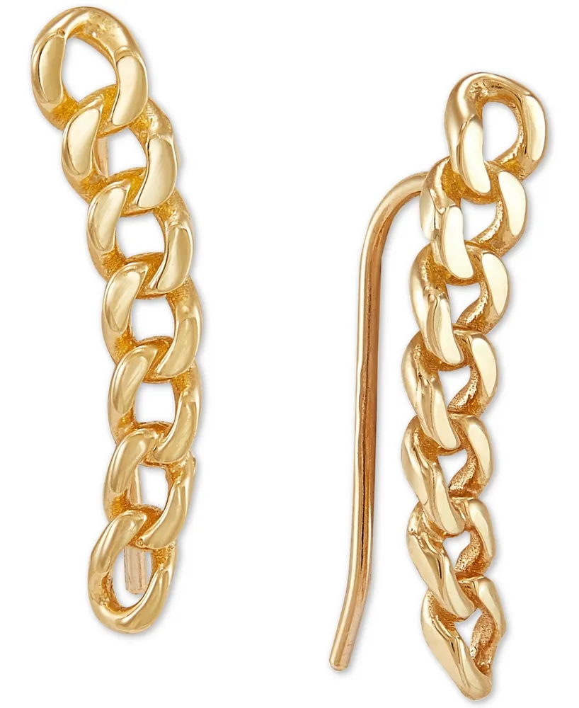 Curb Link Chain Ear Climbers in 10k Gold