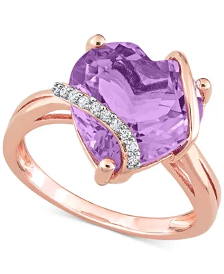 Amethyst (6-1/2 ct. t.w.) & Diamond (1/20 Heart Swirl Ring 18k Rose Gold-Plated Sterling Silver