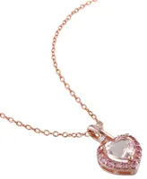 Morganite (1-1/10 ct. t.w.), Pink Tourmaline (1/5 ct. t.w.) & Diamond Accent Heart 18" Pendant Necklace in 18k Rose Gold-Plated Sterling Silver