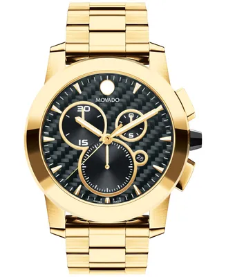 Movado Vizio Men's Swiss Chronograph Gold-Tone Pvd Bracelet Watch 45mm