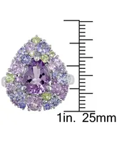 Multi-Gemstone (4-1/3 ct. t.w.) & Diamond Accent Teardrop Cluster Ring Sterling Silver