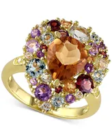 Multi-Gemstone(4-3/4 ct. t.w.) & Diamond Accent Teardrop Cluster Ring 18k Gold-Plated Sterling Silver