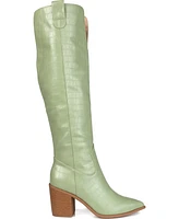 Journee Collection Women's Therese Wide Calf Block Heel Knee High Dress Boots