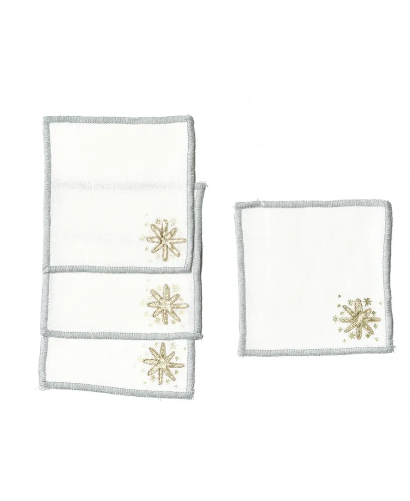 Gold Tone Stars Cocktail Napkins, Set of 4