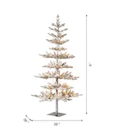 Glitzhome Deluxe Pre-Lit Flocked Pine Artificial Christmas Tree with Warm White Lights