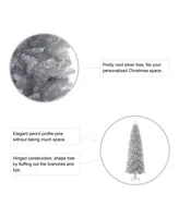 Glitzhome Silver-tone Tinsel Artificial Christmas Tree, 7.5'