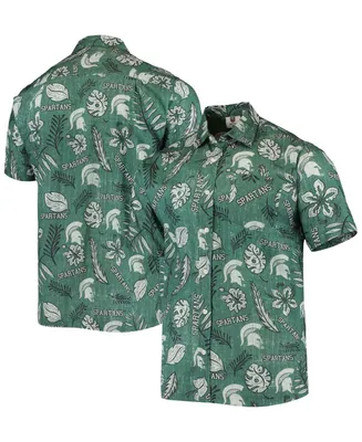 Men's Green Michigan State Spartans Vintage-Like Floral Button-Up Shirt