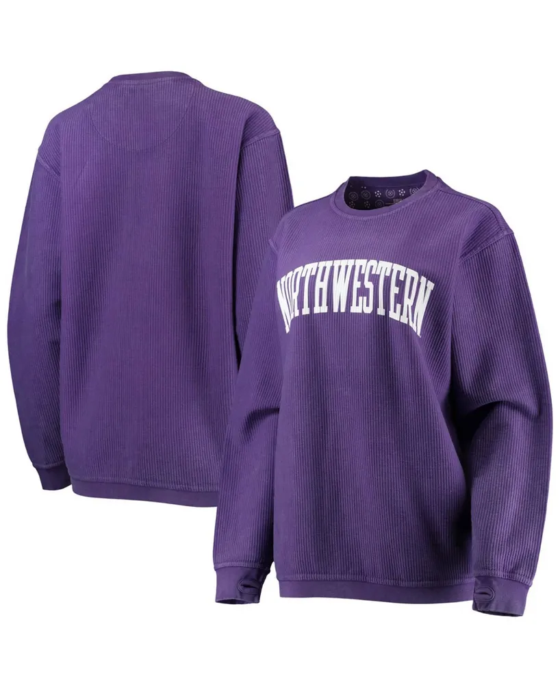 Pressbox Women's Purple Northwestern Wildcats Comfy Cord Vintage-Like Wash  Basic Arch Pullover Sweatshirt