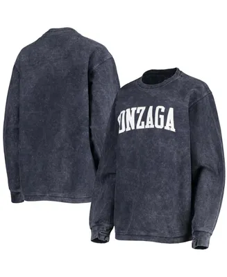 Women's Navy Gonzaga Bulldogs Comfy Cord Vintage-Like Wash Basic Arch Pullover Sweatshirt