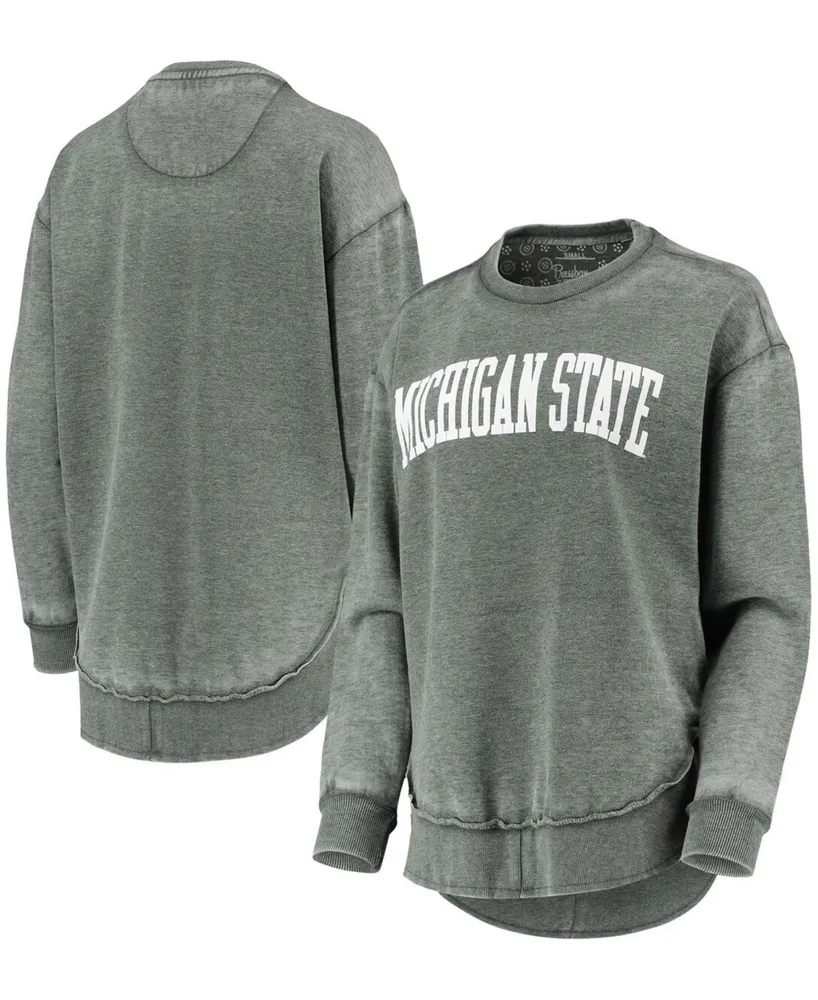 Women's Green Michigan State Spartans Vintage-Like Wash Pullover Sweatshirt