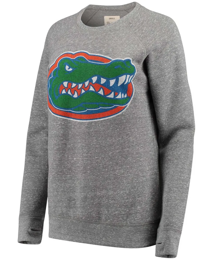 Women's Heathered Gray Florida Gators Big Team Logo Knobi Fleece Tri-Blend Crew Neck Sweatshirt