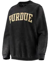 Women's Black Purdue Boilermakers Comfy Cord Vintage-Like Wash Basic Arch Pullover Sweatshirt