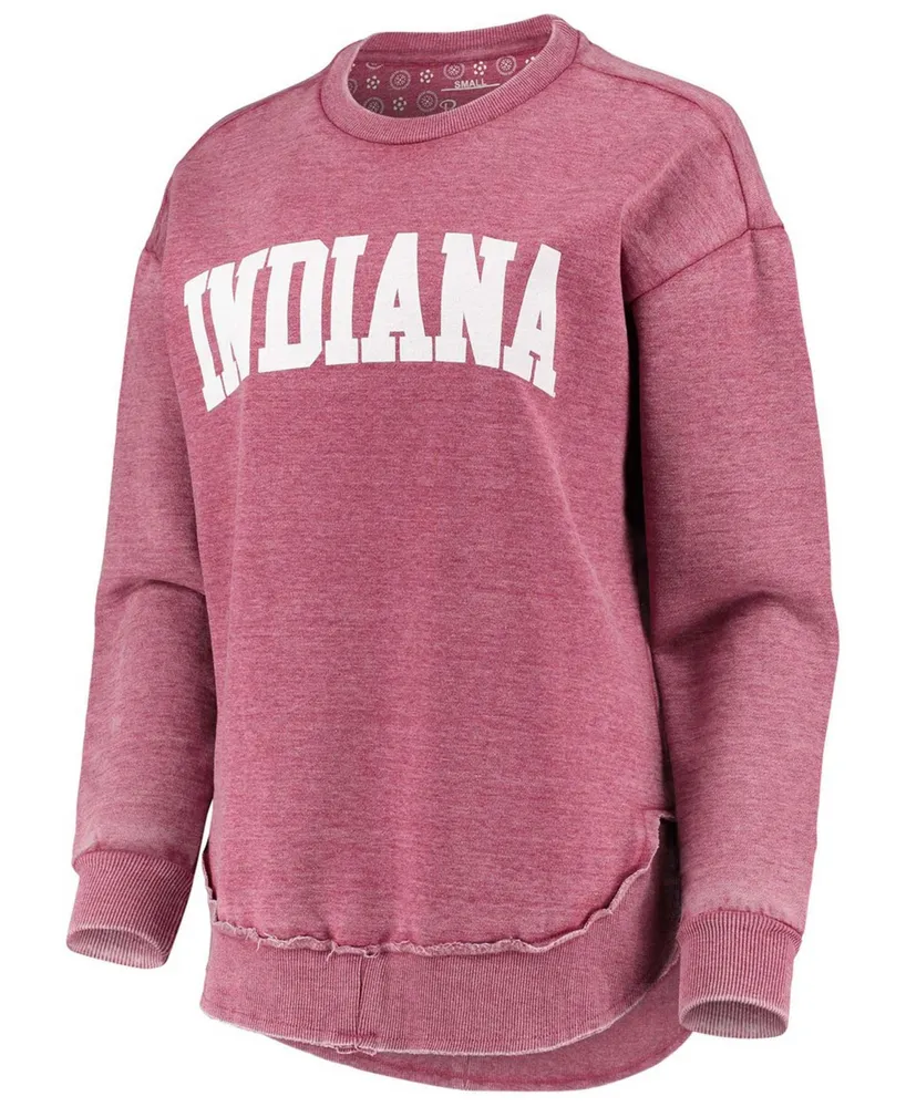 Women's Crimson Indiana Hoosiers Vintage-Like Wash Pullover Sweatshirt