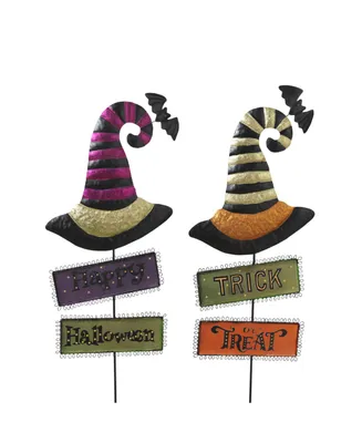 Gerson International 38.78" Witch's Hats with Halloween Signs Yard Stake Set, 2 Pieces