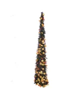 Gerson International Electric Lighted Pop-Up Tinsel Halloween Tree, 65"