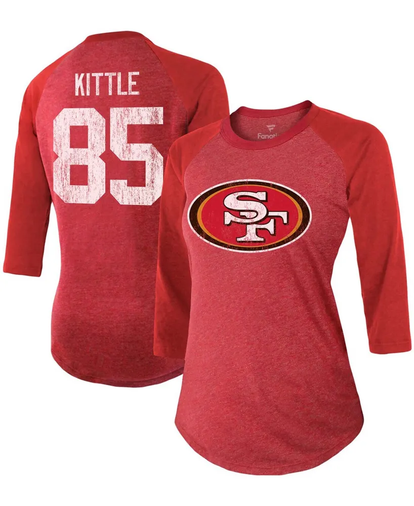 George Kittle San Francisco 49ers Majestic Threads Women's Player Name &  Number Tri-Blend 3/4-Sleeve Fitted T-Shirt - Scarlet