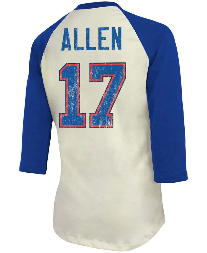 Women's Josh Allen Cream, Royal Buffalo Bills Player Raglan Name Number 3/4 Sleeve T-shirt