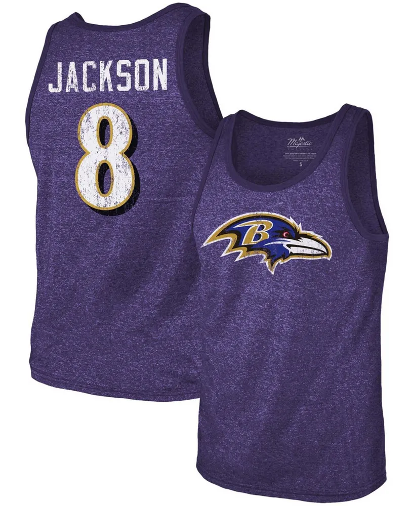Men's Lamar Jackson Purple Baltimore Ravens Name Number Tri-Blend Tank Top