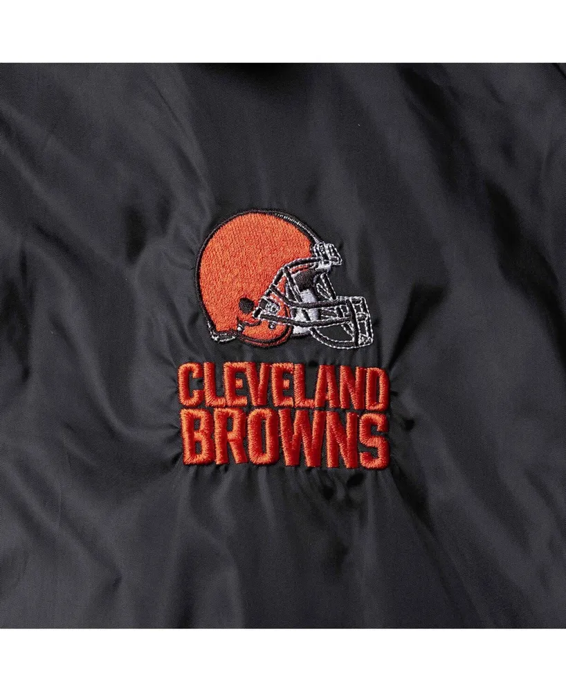 Men's Black Cleveland Browns Coaches Classic Raglan Full-Snap Windbreaker Jacket