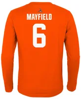 Big Boys Baker Mayfield Orange Cleveland Browns Mainliner Player Name and Number Long Sleeve T-shirt