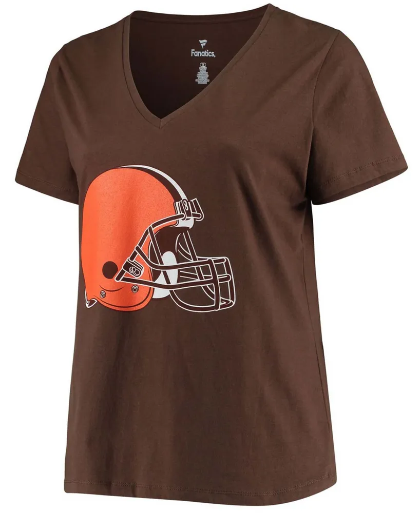 Women's Plus Size Baker Mayfield Brown Cleveland Browns Name Number V-Neck T-shirt