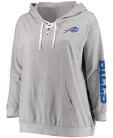 Women's Plus Heathered Gray Buffalo Bills Lace-Up Pullover Hoodie