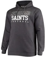 Men's Big and Tall Heathered Charcoal New Orleans Saints Practice Pullover Hoodie