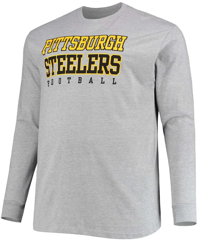 Men's Big and Tall Heathered Gray Pittsburgh Steelers Practice Long Sleeve T-shirt