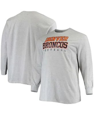 Men's Big and Tall Heathered Gray Denver Broncos Practice Long Sleeve T-shirt