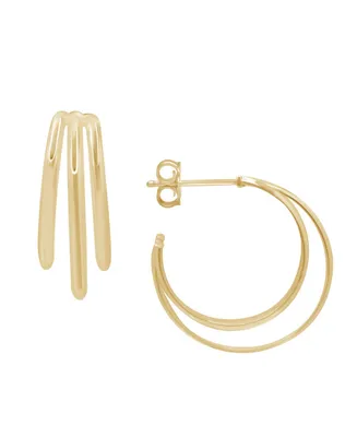 And Now This Gold Plated Multi Row C Hoop Post Earrings 