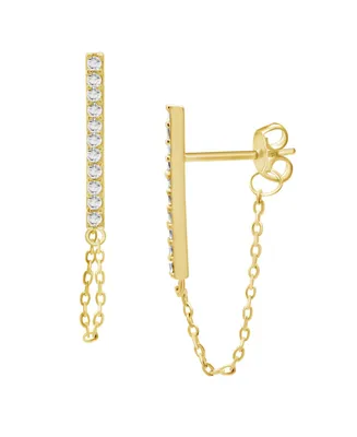 And Now This Gold Plated Bar Chain Drop Post Earrings - Gold