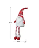 Glitzhome Fabric Christmas Gnome Shelf Sitter with Dangling Legs, 28.5"