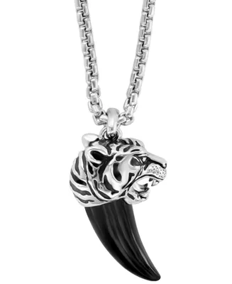 Effy Men's Onyx Claw Tiger 22" Pendant Necklace in Sterling Silver