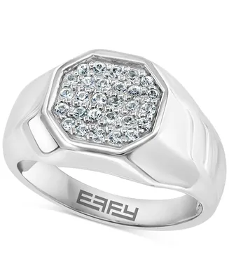 Effy Men's White Sapphire Octagon Cluster Ring (1/2 ct. t.w.) in Sterling Silver