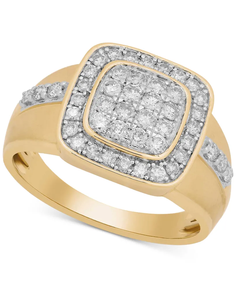 Men's Diamond Cluster Framed Ring (1 ct. t.w.) in 10k Gold