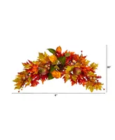 38" Autumn Maple Leaf Berry Artificial Swag