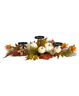 22" Fall Pumpkin and Maple Leaf Autumn Candelabrum