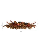 36" Autumn Maple Leaves and Berries Fall Harvest Candelabrum Arrangement