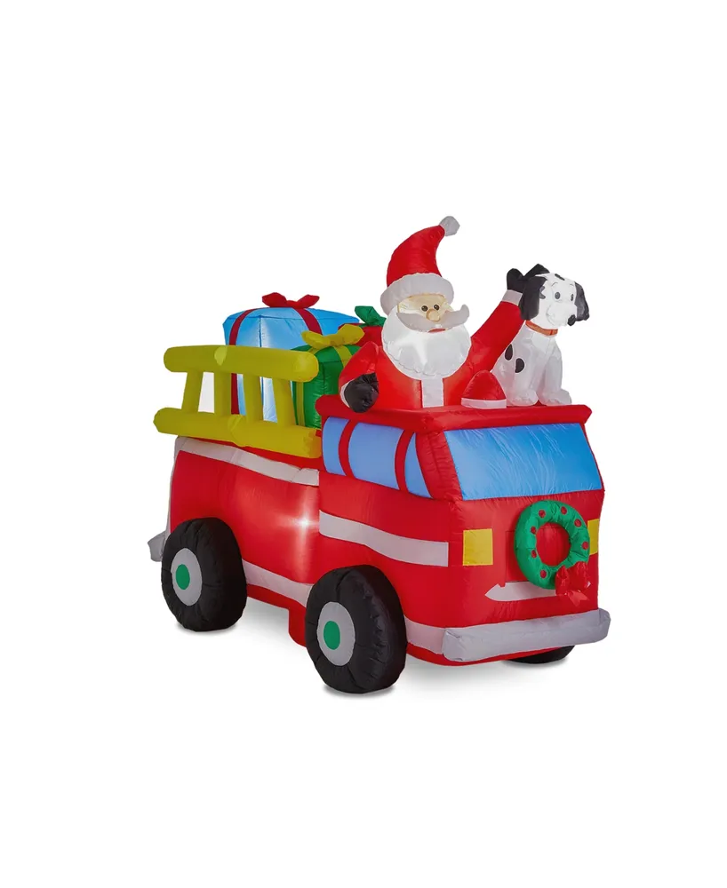 Glitzhome Lighted Inflatable Santa in Truck Decor