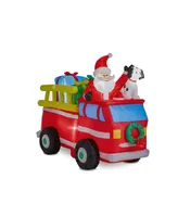 Glitzhome Lighted Inflatable Santa in Truck Decor