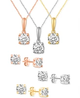 2-Pc. Set Diamond Solitaire Pendant Necklace & Matching Stud Earrings (5/8 ct. t.w.) 14k Gold