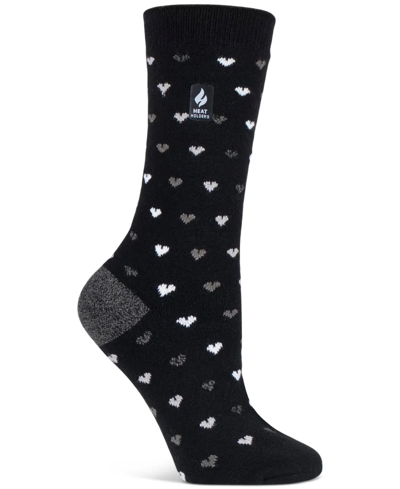 Heat Holders Women's Ultra Lite Orchid Hearts Crew Socks