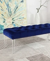 Thomas Suede Upholstered Tufted Bench with Acrylic Legs